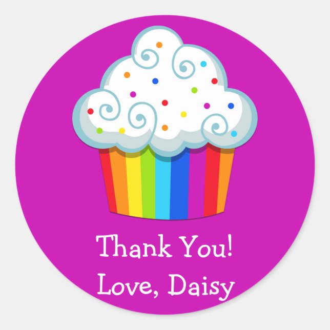 Rainbow Birthday Party Favour Sticker (Front)