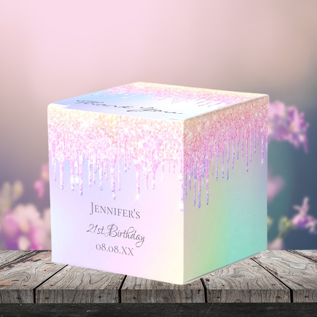 Rainbow birthday party glitter rose gold thank you favour box (Creator Uploaded)