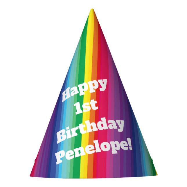 Rainbow Birthday Party Hat (Front)