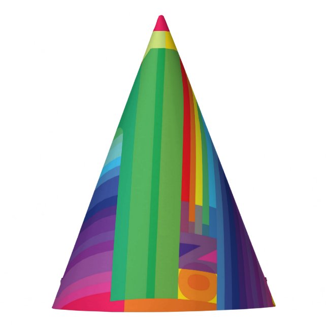 Rainbow Birthday Party Hat (Front)