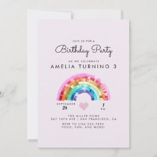  Rainbow Birthday Party Invitation