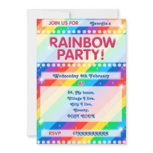 Rainbow Birthday Party Invitation Customizable