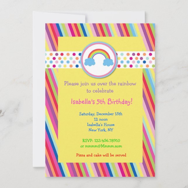 Rainbow Birthday Party Invitations (Front)