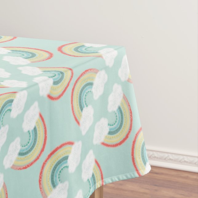 Rainbow Birthday Party Kids Tablecloth (In Situ)