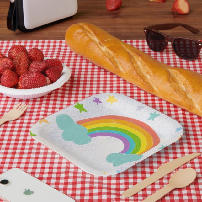 Rainbow Birthday Party  Paper Plate (Picnic)