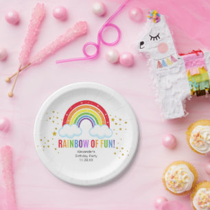 Rainbow Birthday Party Paper Plate
