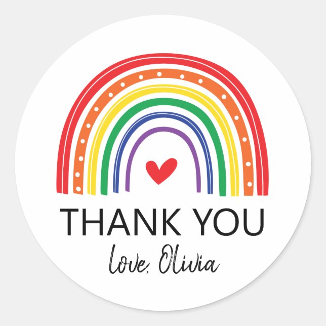 Rainbow Birthday Party Thank You Favour Sticker (Front)