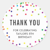 Rainbow Birthday Party Thank You Stickers