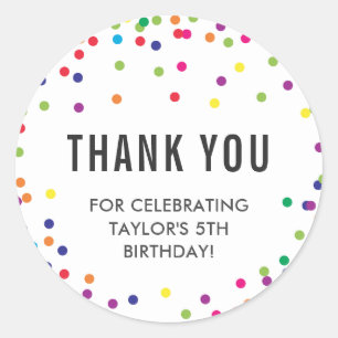 Rainbow Birthday Party Thank You Stickers