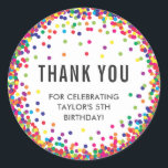 Rainbow Birthday Party Thank You Stickers<br><div class="desc">Rainbow Birthday Party Thank You Stickers with personalised text and colourful confetti around the edge</div>