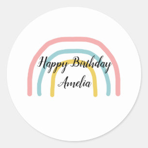 Rainbow Birthday Pastel Painting Stickers