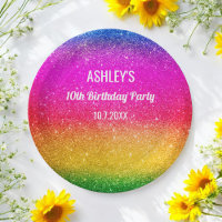 Rainbow Birthday Purple Yellow Sparkle