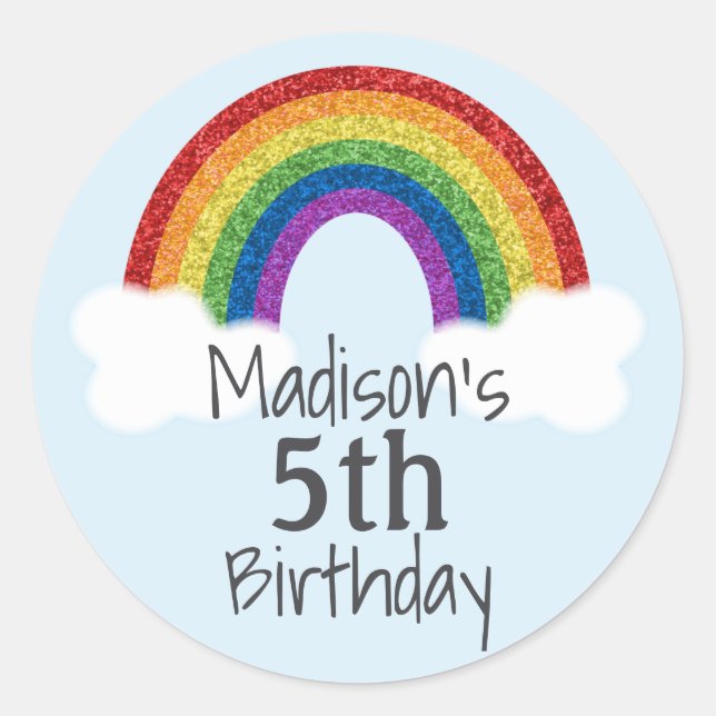 Rainbow Birthday Stickers Favour Stickers (Front)