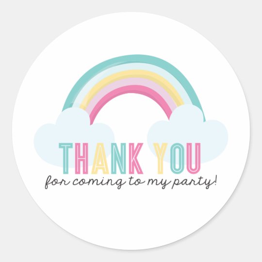 Rainbow birthday thank you sticker