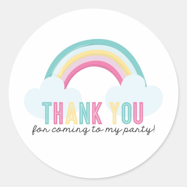 Rainbow birthday thank you sticker (Front)