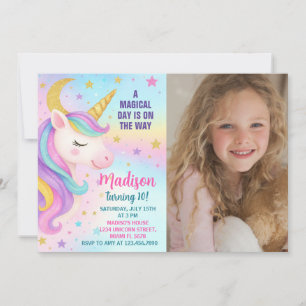 Rainbow Birthday Unicorn Invitation