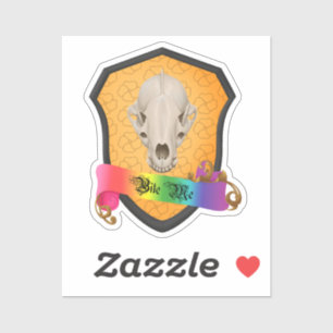 Rainbow Bite Me Badger Skull