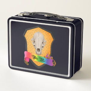 Rainbow Bite Me Badger Skull Metal Lunch Box
