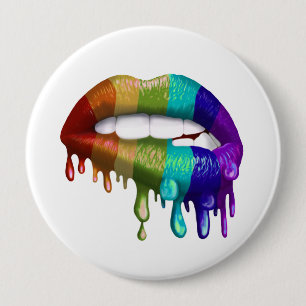 Rainbow Biting Lips Dripping 10 Cm Round Badge