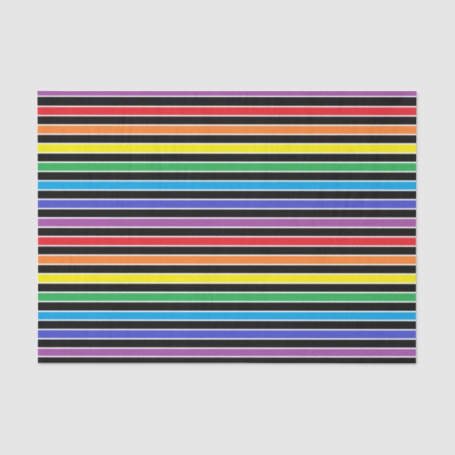Rainbow, Black and White Stripes Tissue Paper (Front)
