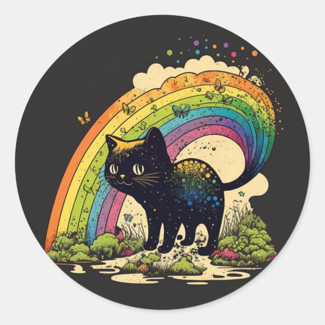 Rainbow black cat sticker lgbtq  (Front)