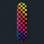 Rainbow & Black Checkers & Name or Text Skateboard<br><div class="desc">Stand out with this rainbow and black checkers print skateboard.  Complete with your name or text.</div>