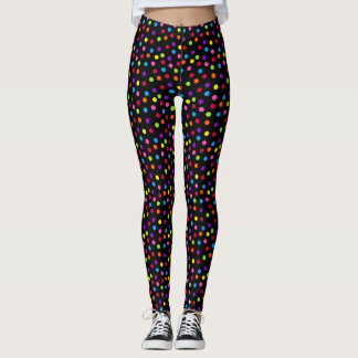 Rainbow Black Colourful Polka Dot Leggings
