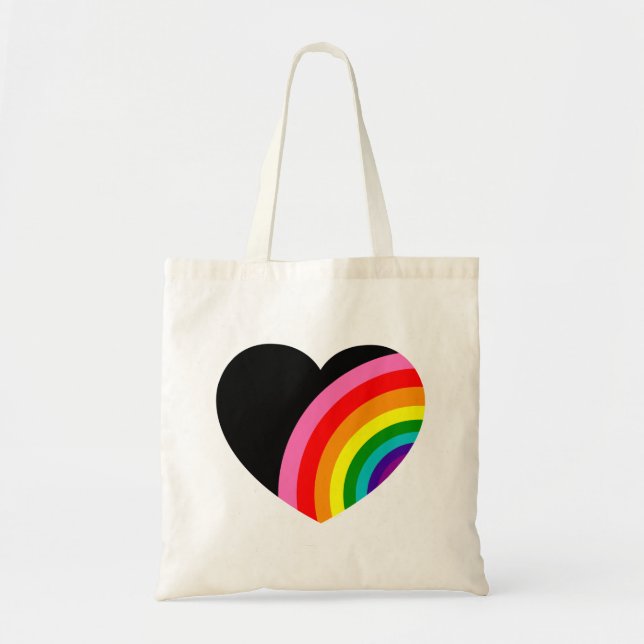 Rainbow Black Heart Tote Bag (Front)