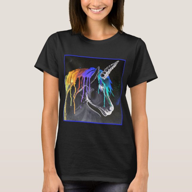 Rainbow Black Unicorn T-Shirt (Front)