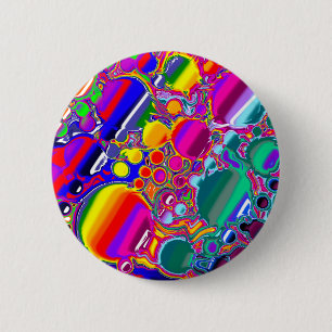 Rainbow Blast Abstract Art 6 Cm Round Badge
