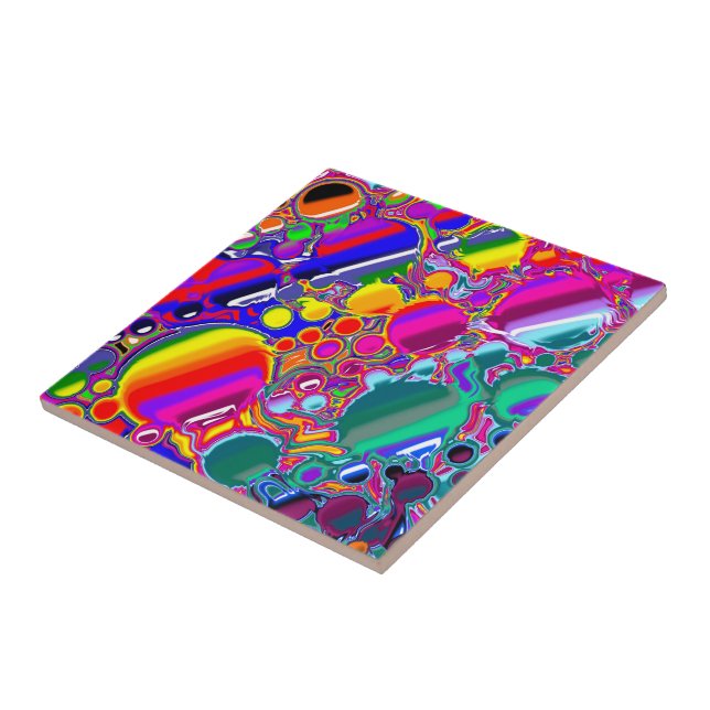 Rainbow Blast Abstract Art   Ceramic Tile (Side)