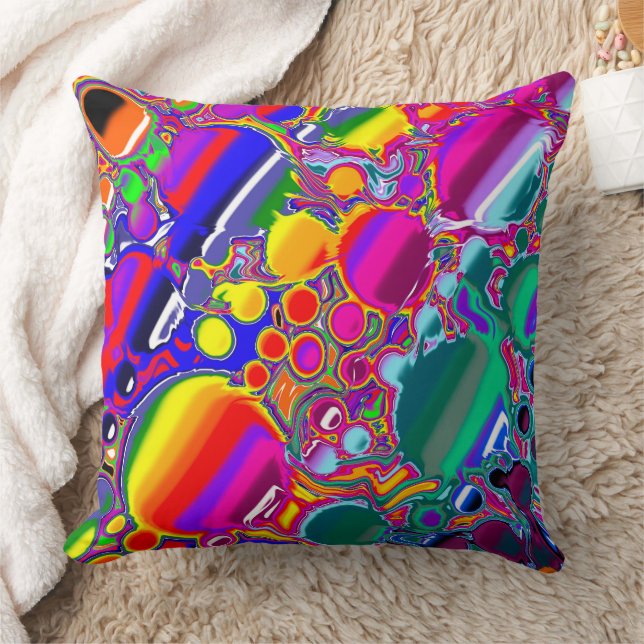 Rainbow Blast Abstract Art   Cushion (Blanket)