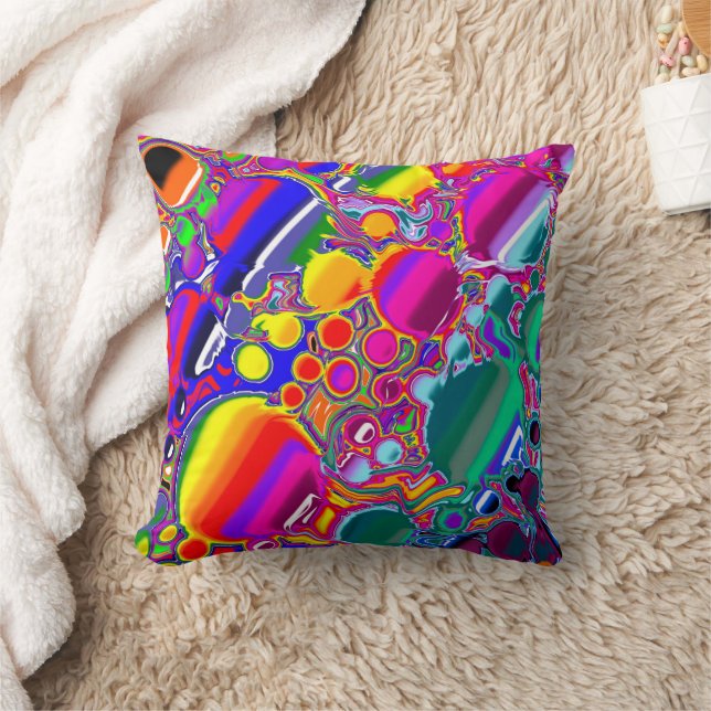 Rainbow Blast Abstract Art   Cushion (Blanket)