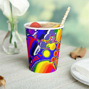 Rainbow Blast Abstract Art Paper Cups