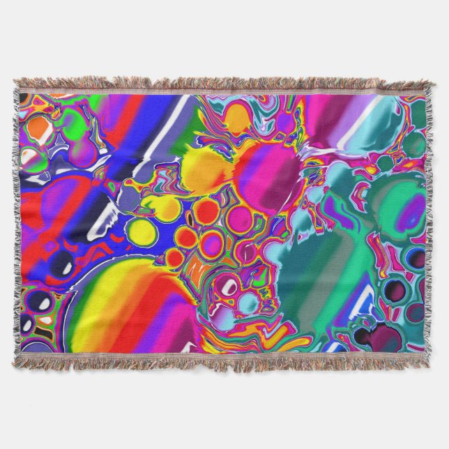 Rainbow Blast Abstract Art   Throw Blanket (Front)