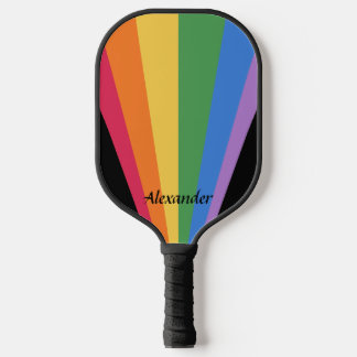 Rainbow Blast-Off Personalised Pickleball Paddle