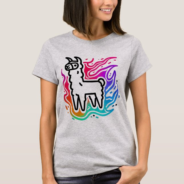 Rainbow Blaze Llama T-Shirt (Front)