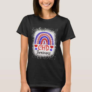 Rainbow Bleached Chd Congenital Heart Defect Aware T-Shirt