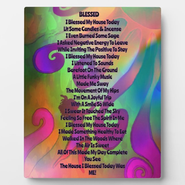Rainbow Blessed Poem Tabletop Plaque with Easel (Front)