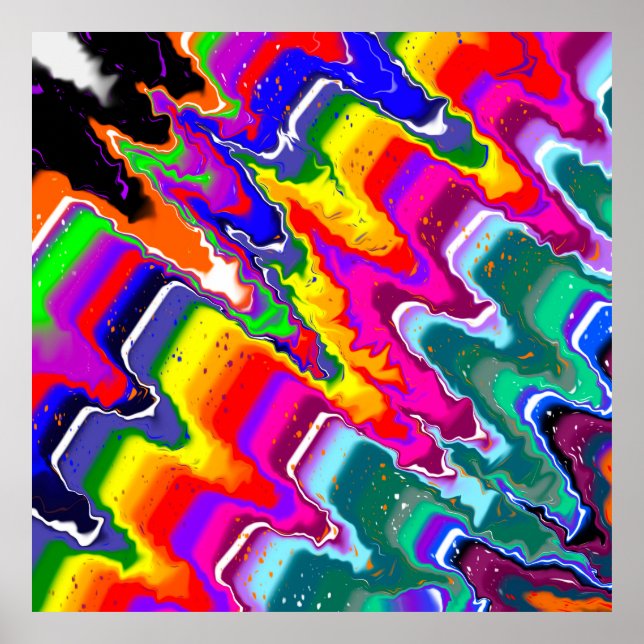 Rainbow Blip Abstract Digital Art   Poster (Front)