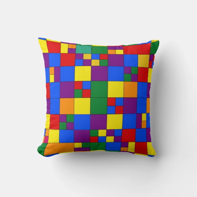 Rainbow Blocks Throw Cushion (Front)
