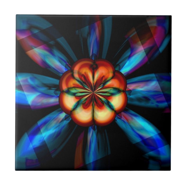Rainbow Bloom Ceramic Tile (Front)