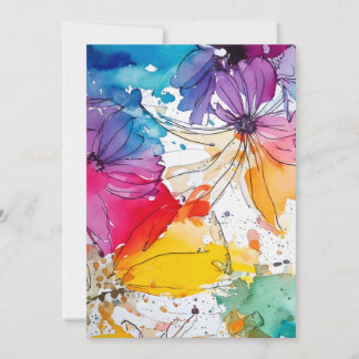 Rainbow Bloom Watercolor Floral Invitation
