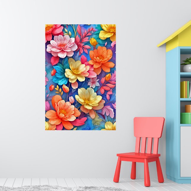Rainbow Blossom: A Modern Symphony of Colours Poster (Nursery 1)