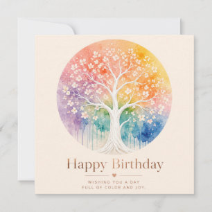 Rainbow Blossom Tree Birthday Joy Card