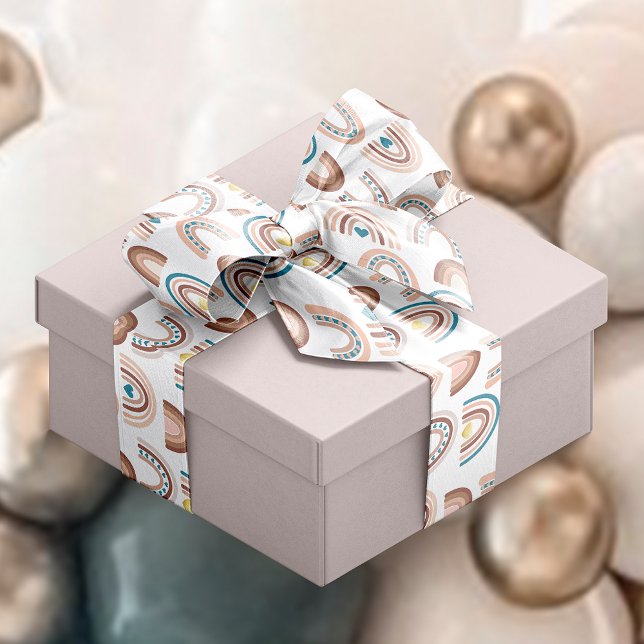 Rainbow Blue Blush Beige Patterned  Satin Ribbon (Creator Uploaded)