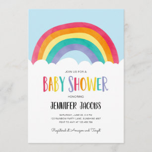 Rainbow Blue Boy Neutral Baby Shower Invitation