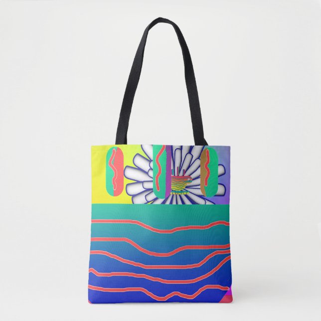 Rainbow Blue Floral     Tote Bag (Front)