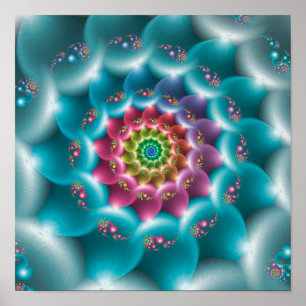 Rainbow Blue Spiral Poster