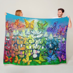 Rainbow Bluebonnets Map Fleece Blanket